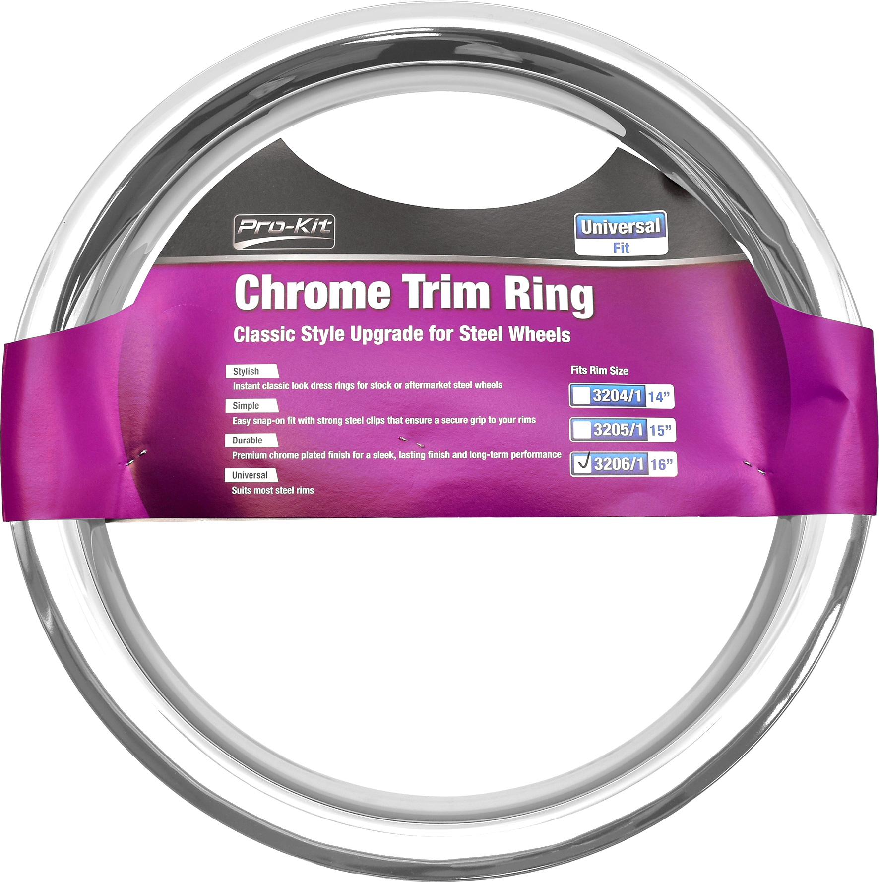 4pc 16″ CHROME STEEL WHEEL TRIM RING SET