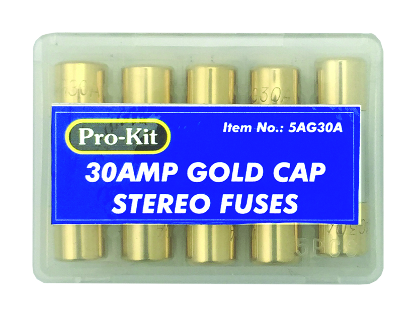 STEREO FUSE – 5pc GOLD CAP 30AMP