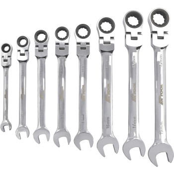 8pc Flexible Head Ratchet Combination Spanner Set