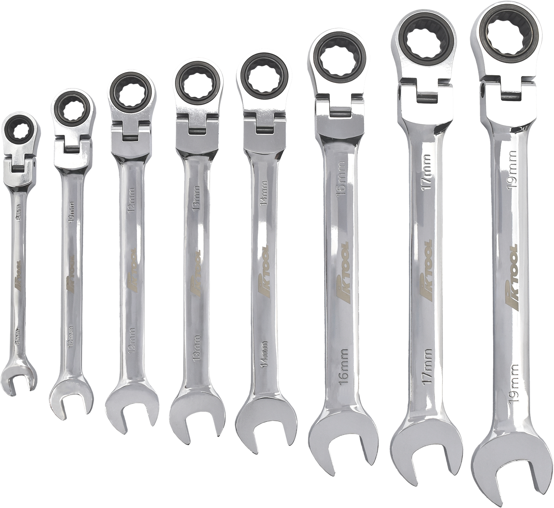 8pc Flexible Head Ratchet Combination Spanner Set