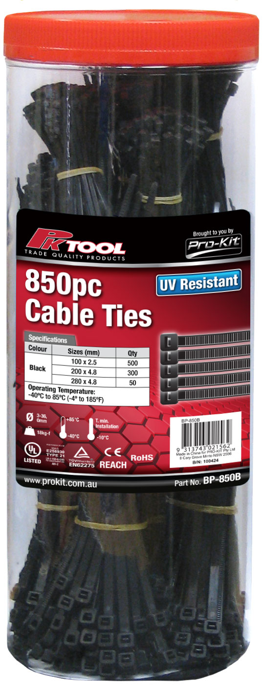 850pc Black Cable Tie Trade Pack