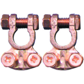2pc Battery Terminal Small Brass Saddle Type