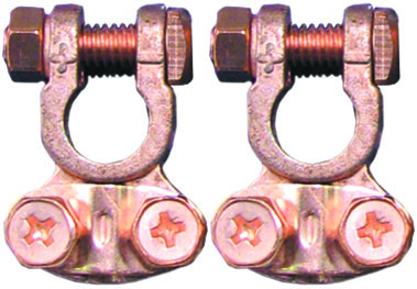 2pc Battery Terminal Small Brass Saddle Type