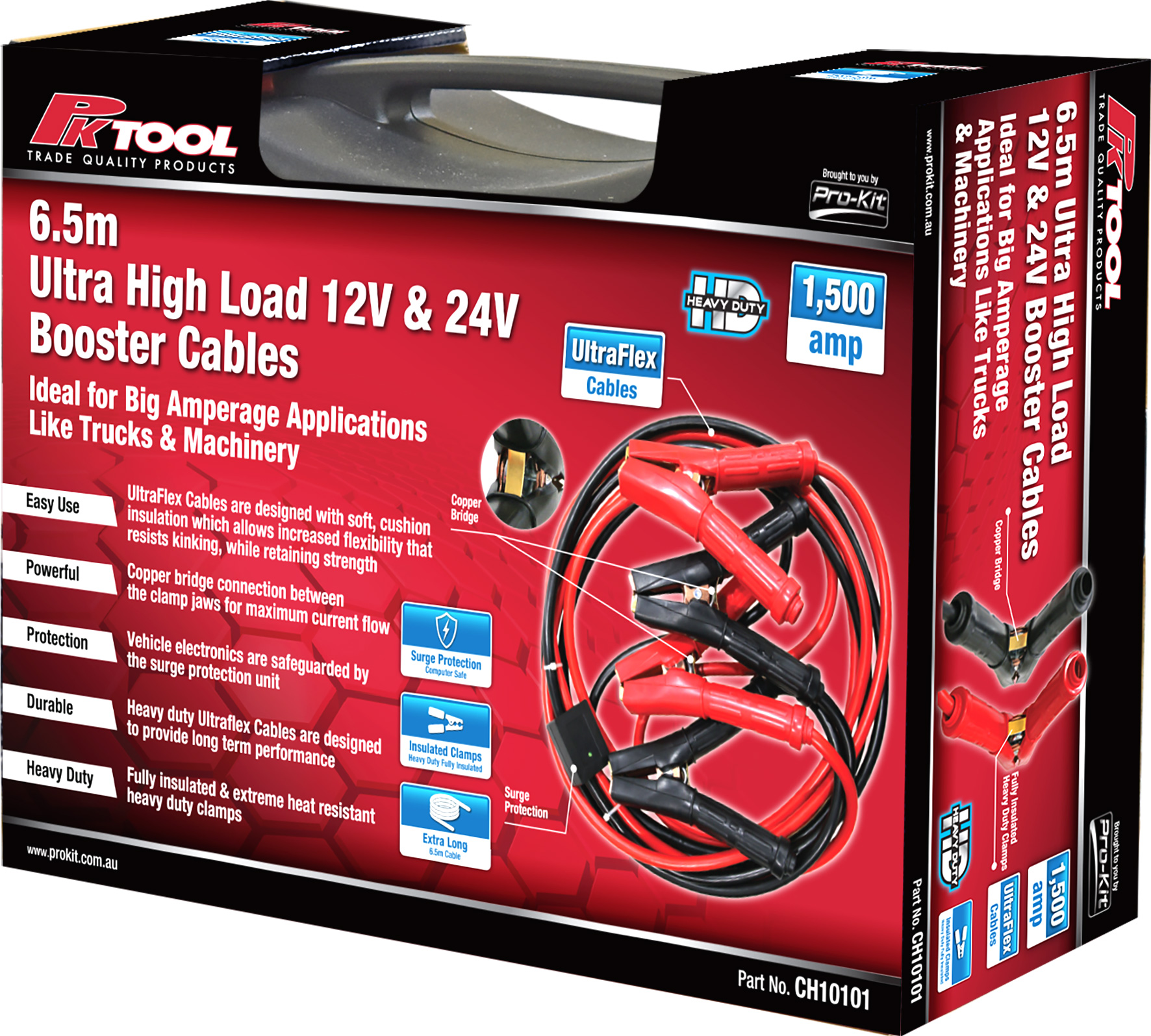 6.5m Ultra High Load 12/24V Booster Cables 1,500amp