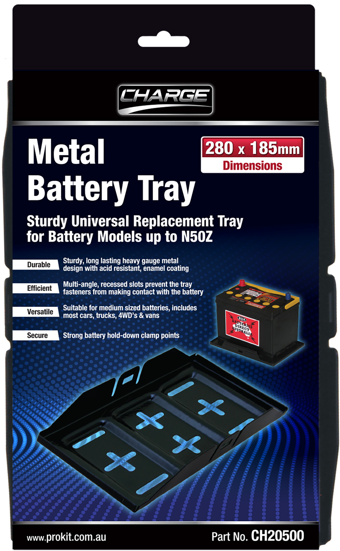 280 x 185mm Metal Battery Tray