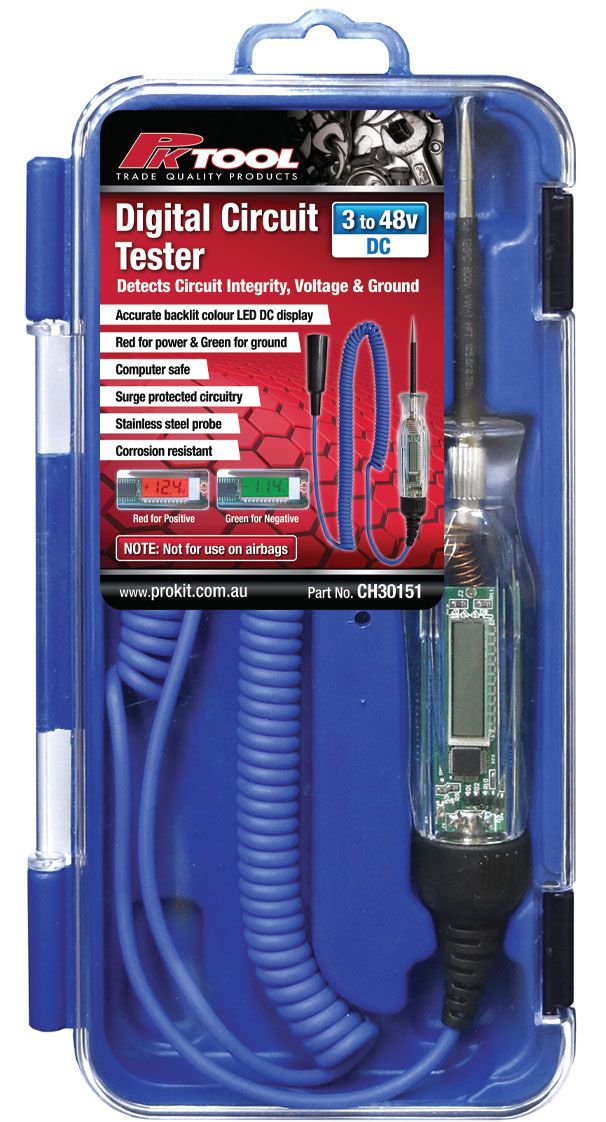 220mm 3-48V Digital Circuit Tester with Carry Case