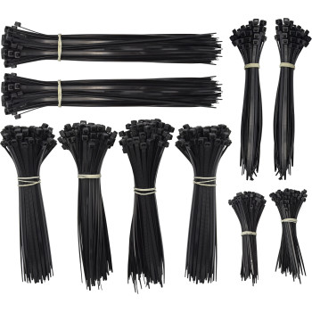 1000pc Mixed Sizes Black  Cable Ties