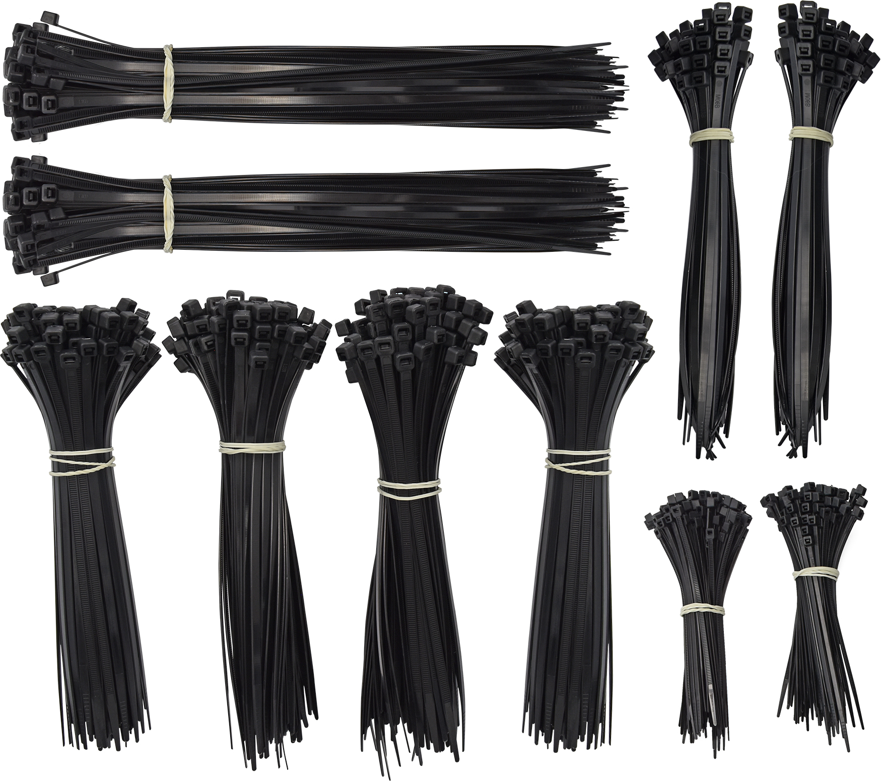1000pc Mixed Sizes Black  Cable Ties
