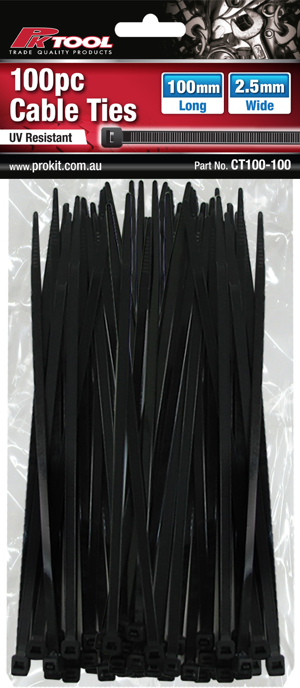 100mm 100pc Black Cable Ties