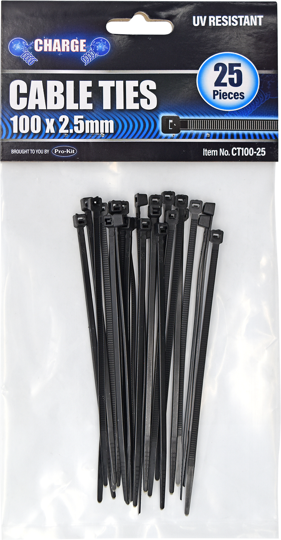 100mm 25pc Black Cable Ties