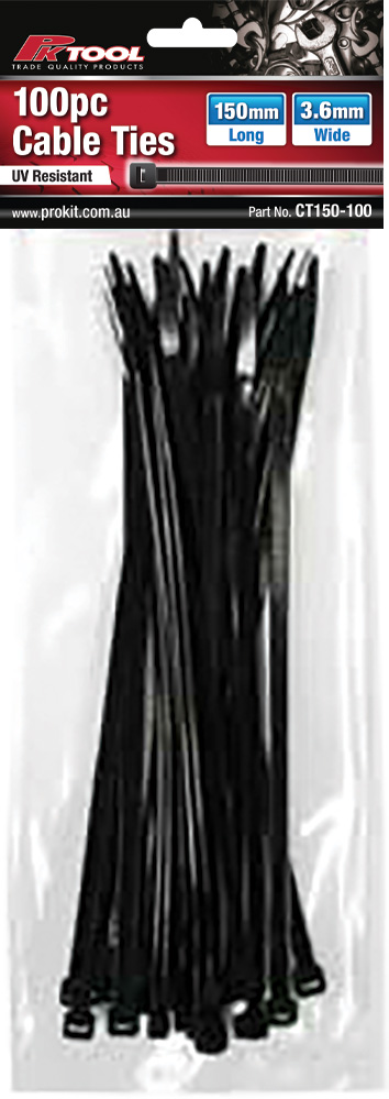 150mm 100pc Black Cable Ties