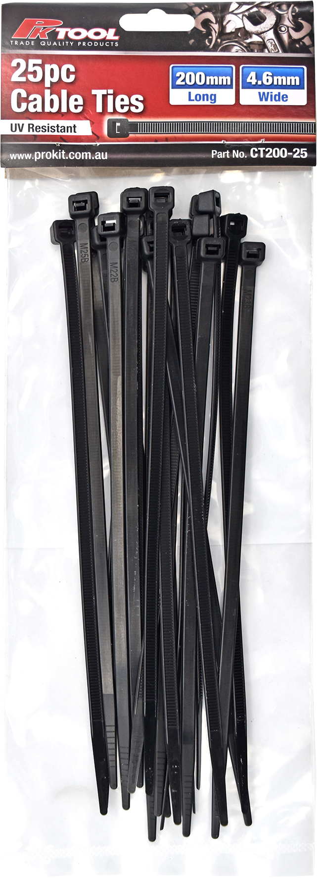 200mm 25pc Black Cable Ties