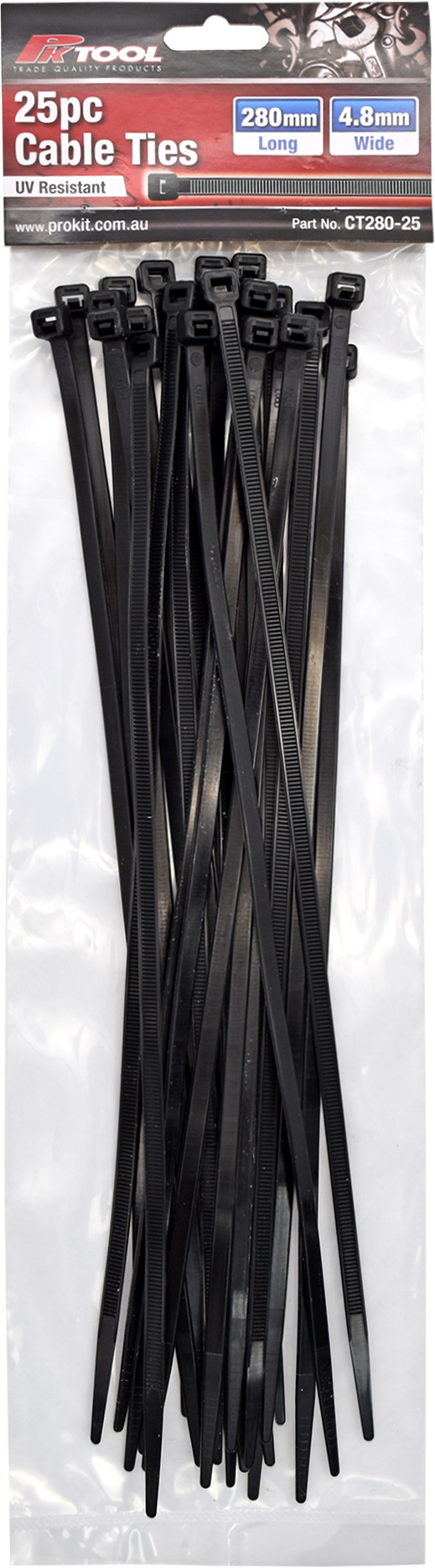 280mm 25pc Black Cable Ties