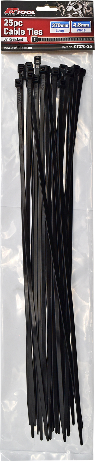 370mm 25pc Black Cable Ties