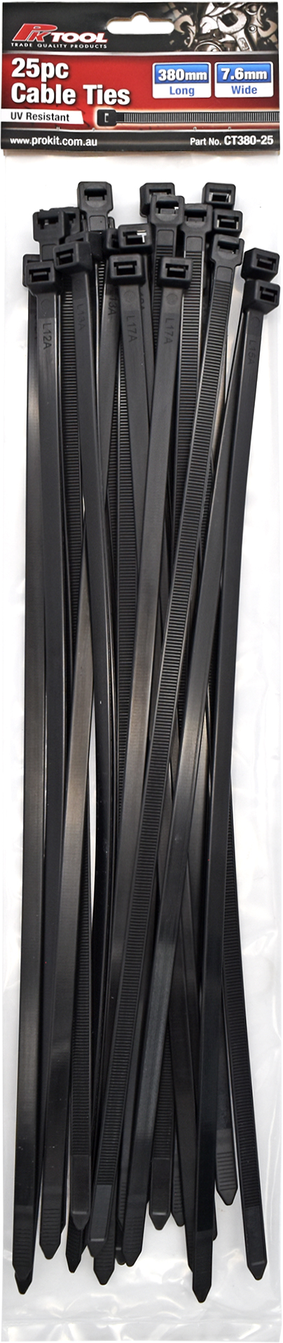 380mm 25pc Black Cable Ties
