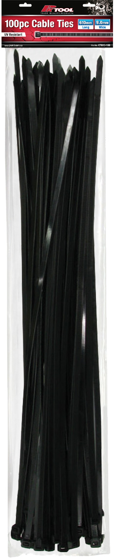 610mm 100pc Black Cable Ties