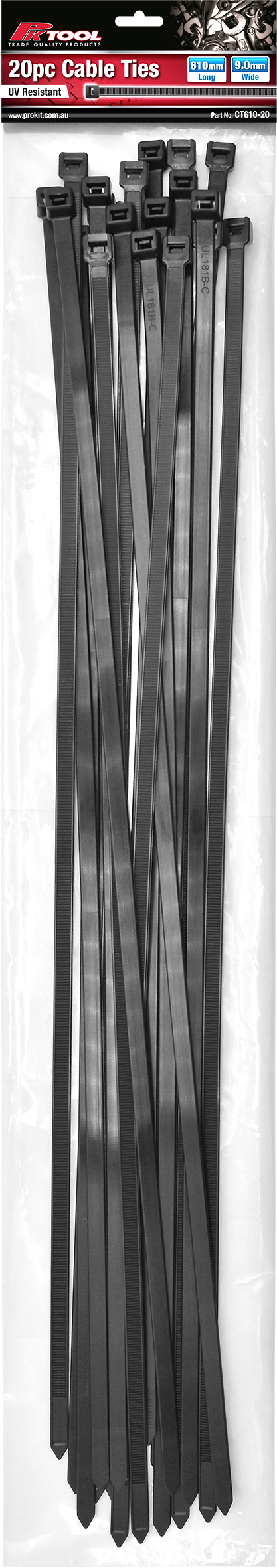 610mm 20pc Black Cable Ties