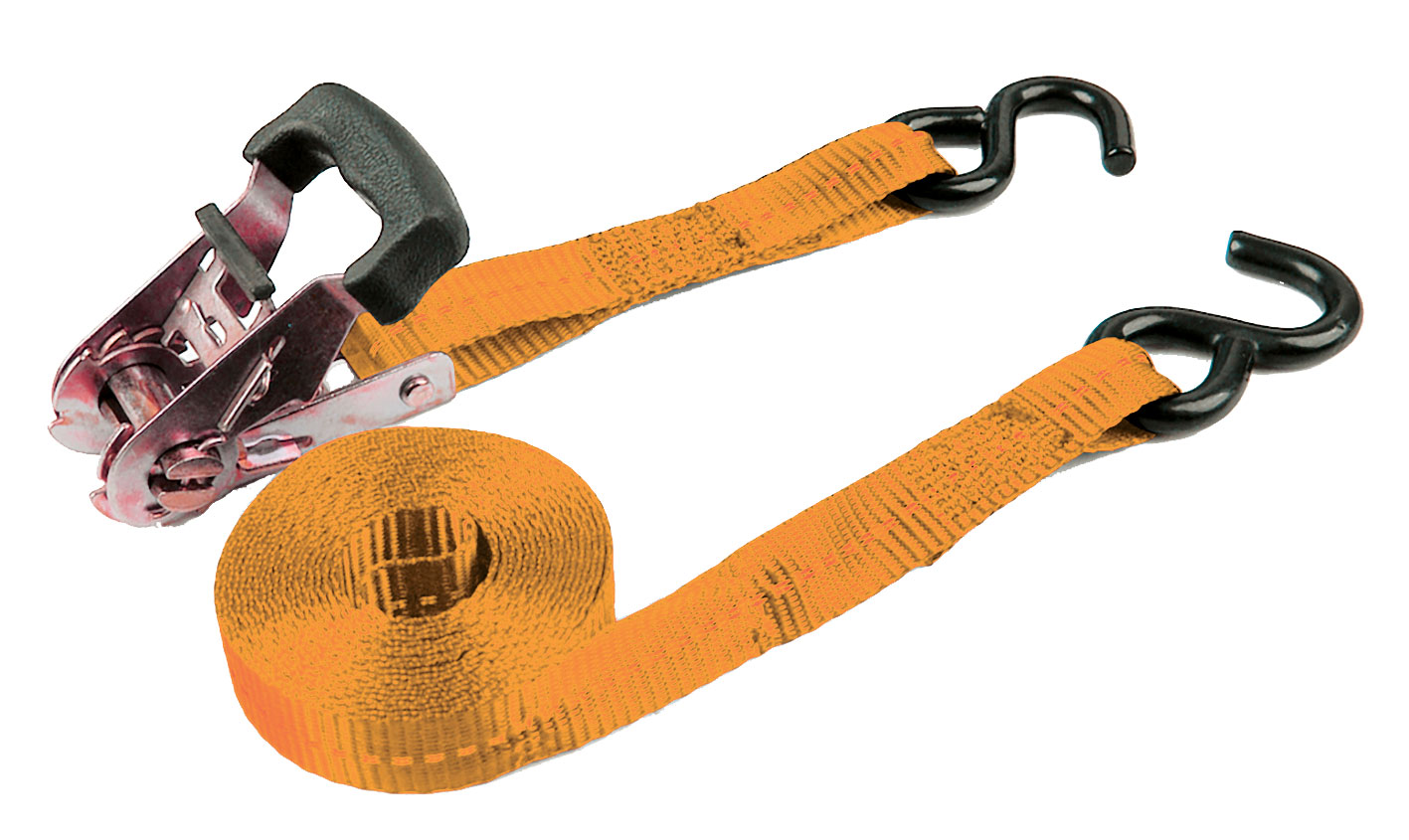 4pc 27mm x 3.6m Ratchet Tie Down with Moulded Handles & S Hooks 340kg LC