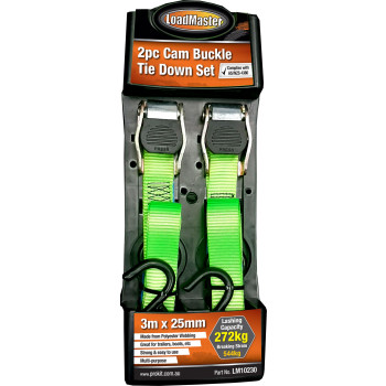 2pc 25mm x 3m Cam Buckle Tie Down Set