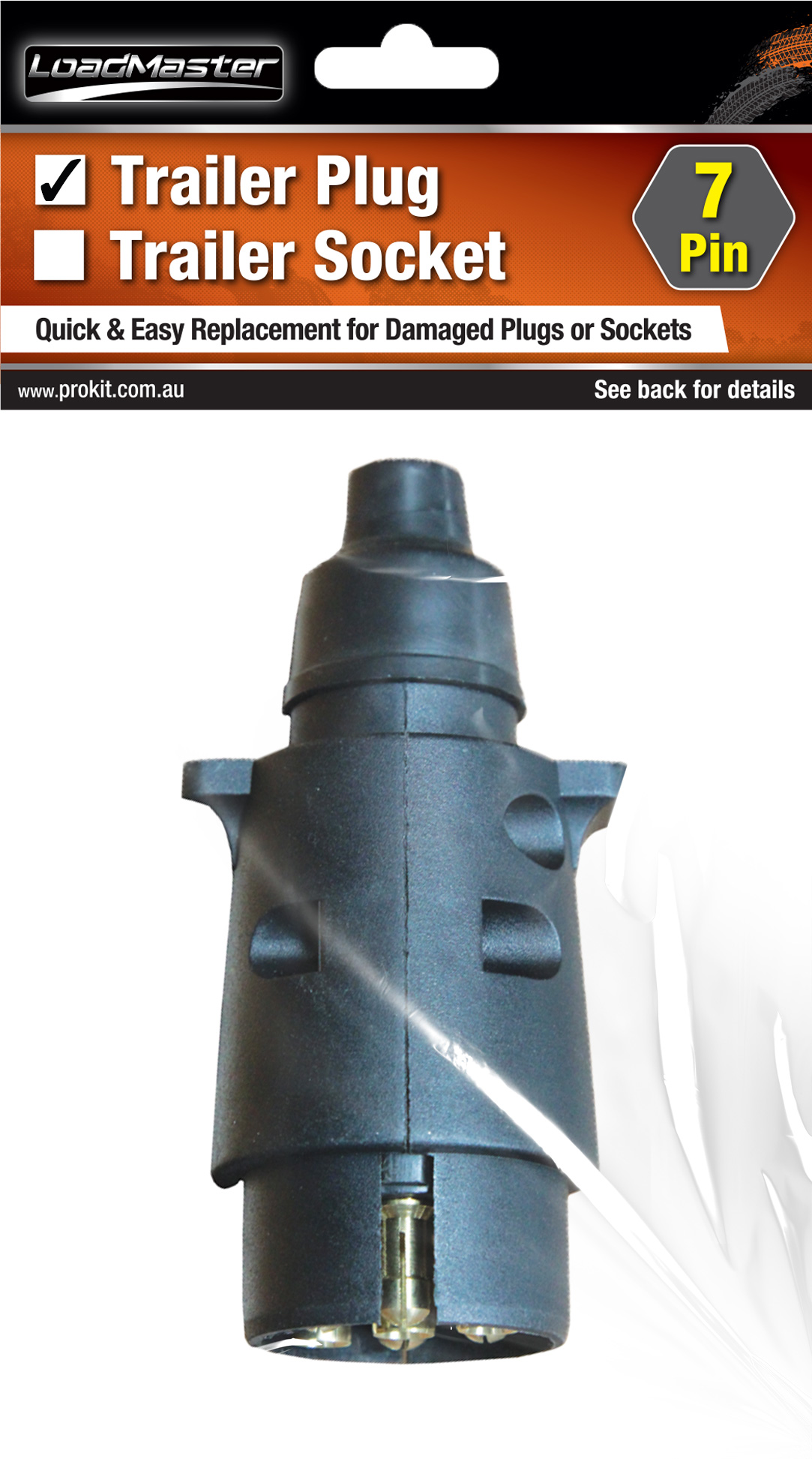 Large Round Plastic Moulded 7 pin Trailer Plug Screw Together Body