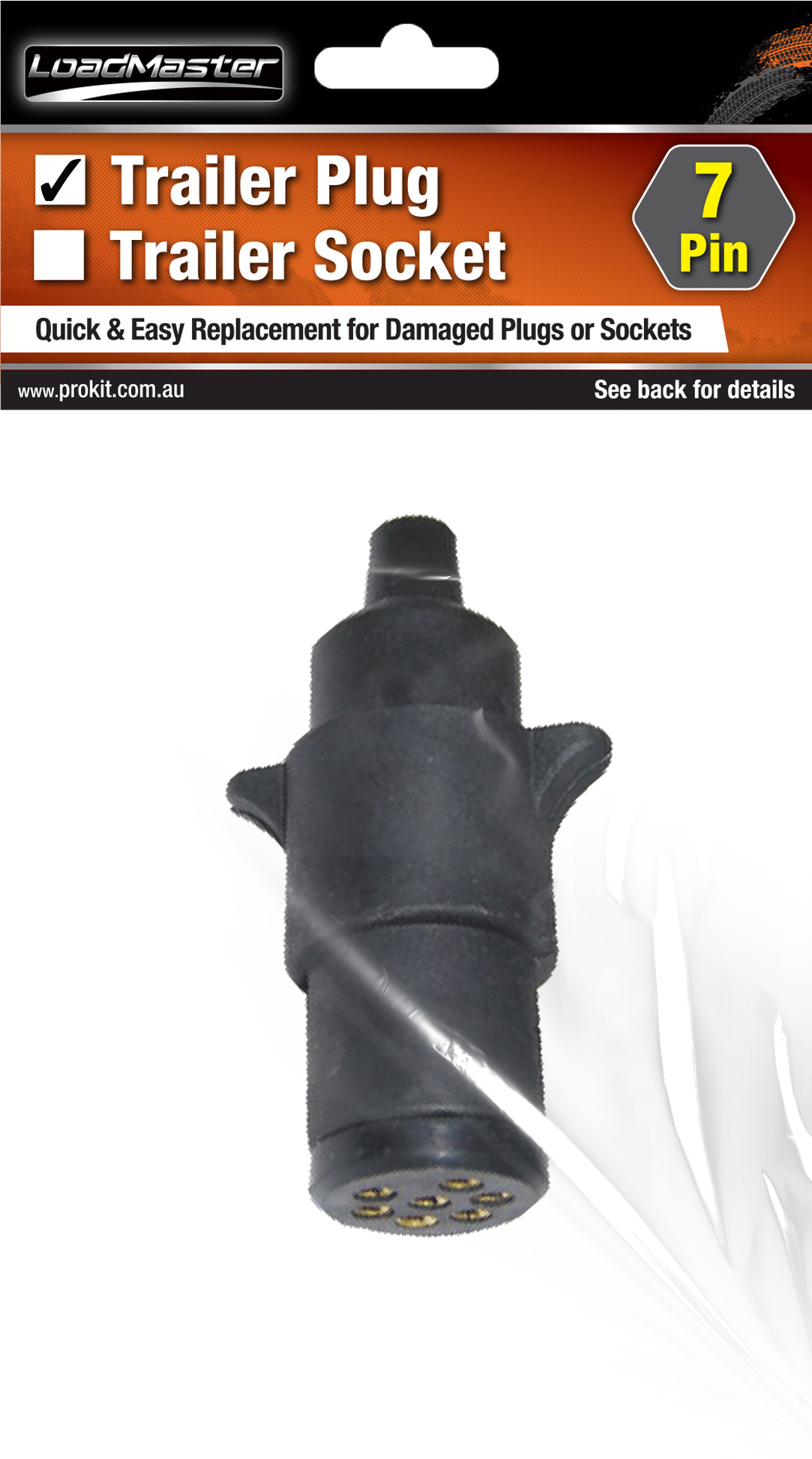 Small Round Plastic Moulded 7 pin Trailer Plug