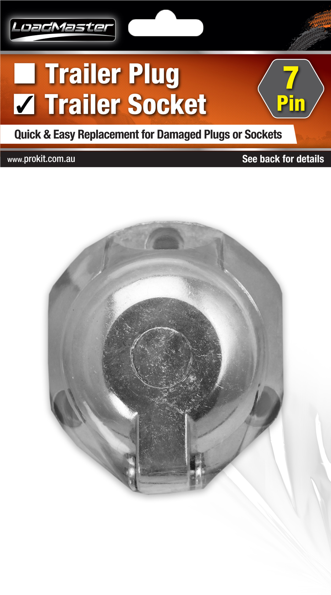Large Round Aluminum Flat Sides 7 pin Trailer Socket