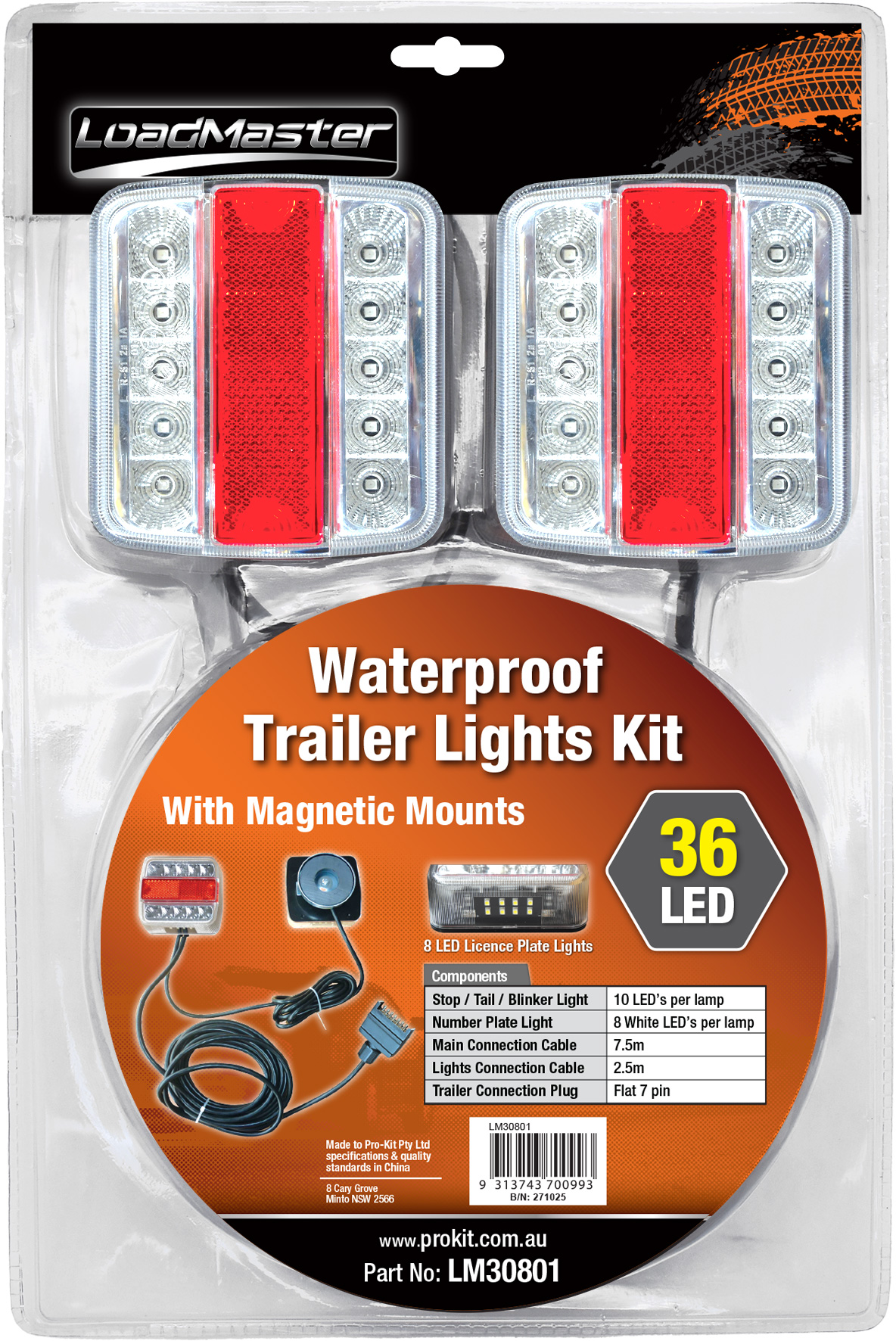 Waterproof Trailer Lights Kit with Magnetic Mounts