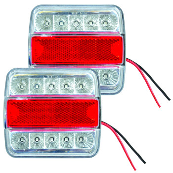 2pc Waterproof Trailer Lights with Permanent Bases