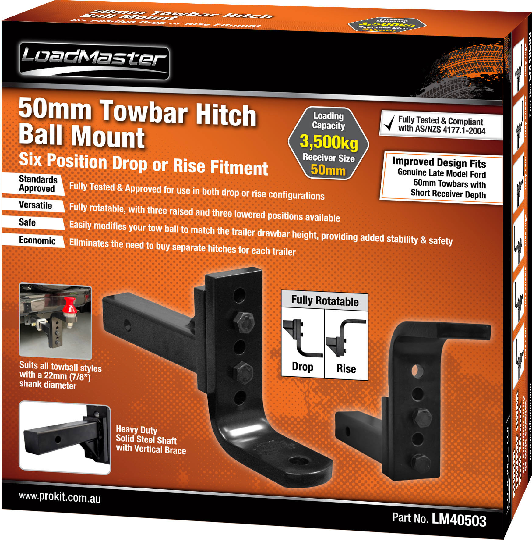 50mm Square Towbar Hitch Ball Mount
