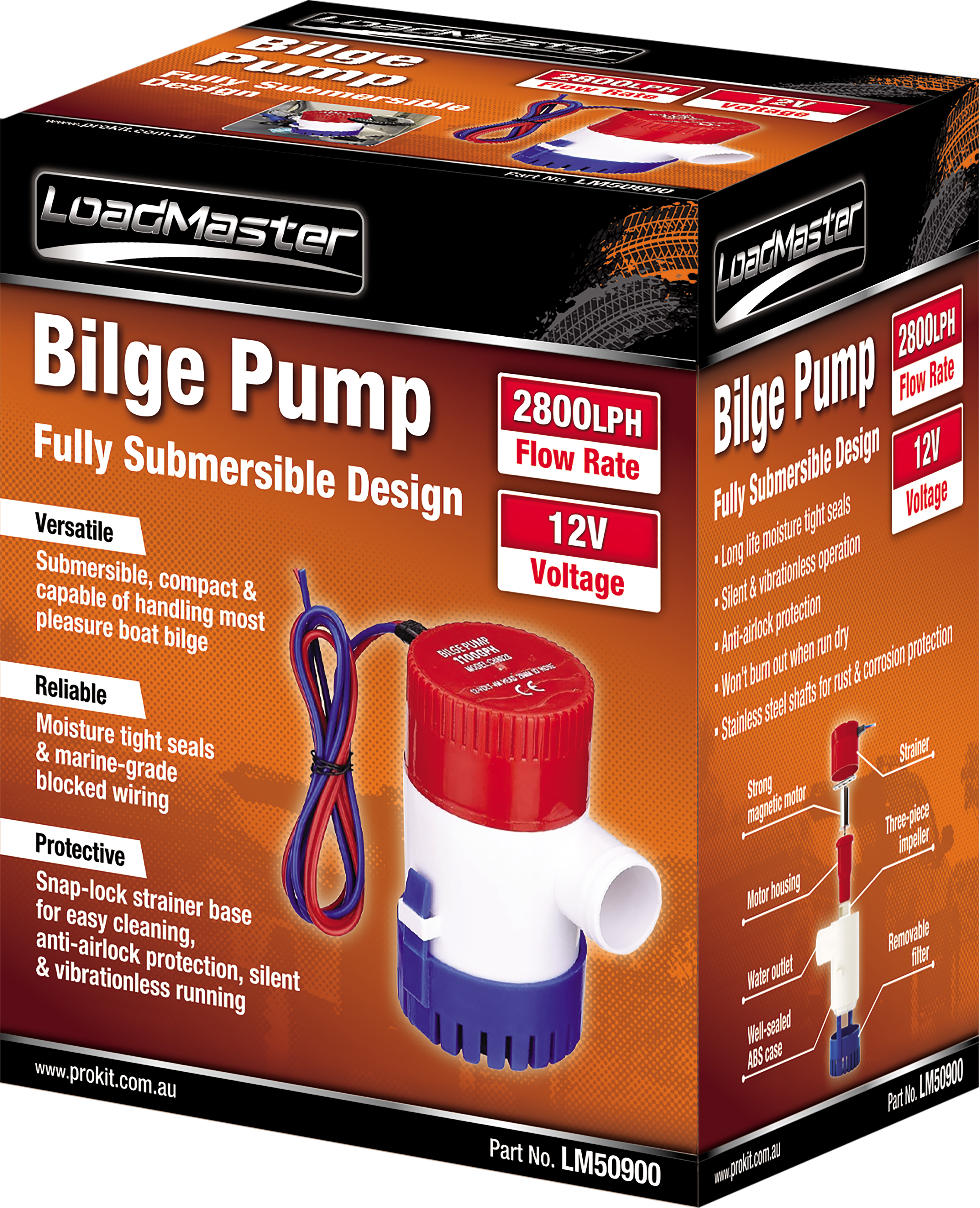12V 2800LPH (750gph) Bilge Pump