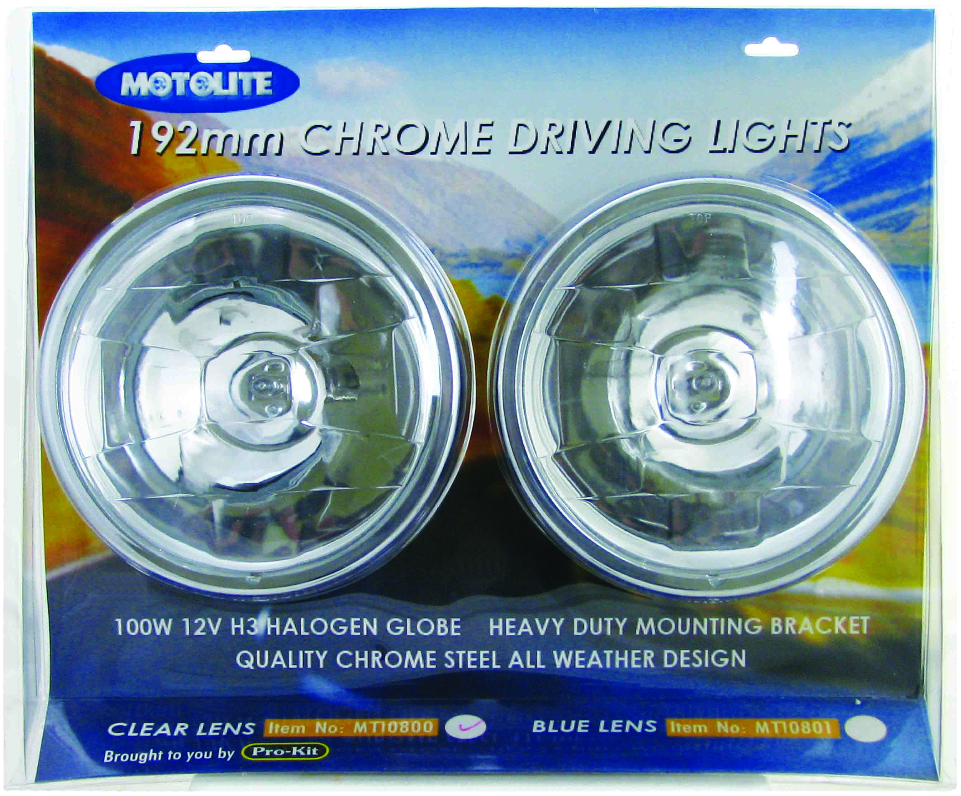 DRIVING LIGHT-200mm (8″) 2pc UNIVERSAL STAINLESS STEEL CLEAR GLASS 100W