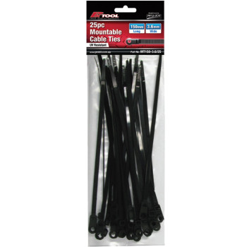 25pc 150 x 3.6mm Mountable Cable Ties