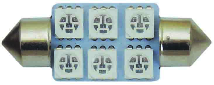GLOBE – 2pc SMD FESTOON 36MM 6CHIPS BLUE