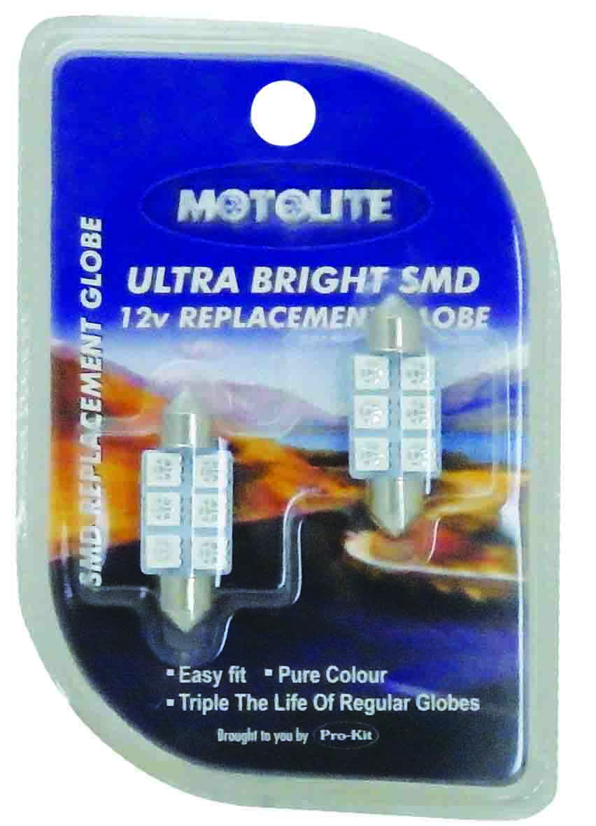 GLOBE – 2pc SMD FESTOON 36MM 6CHIPS BLUE