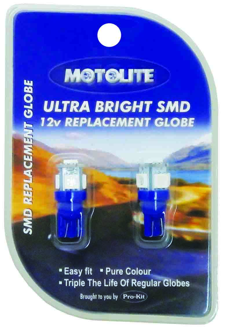 GLOBE – 2pc WIDE SMD T10P 5CHIPS BLUE