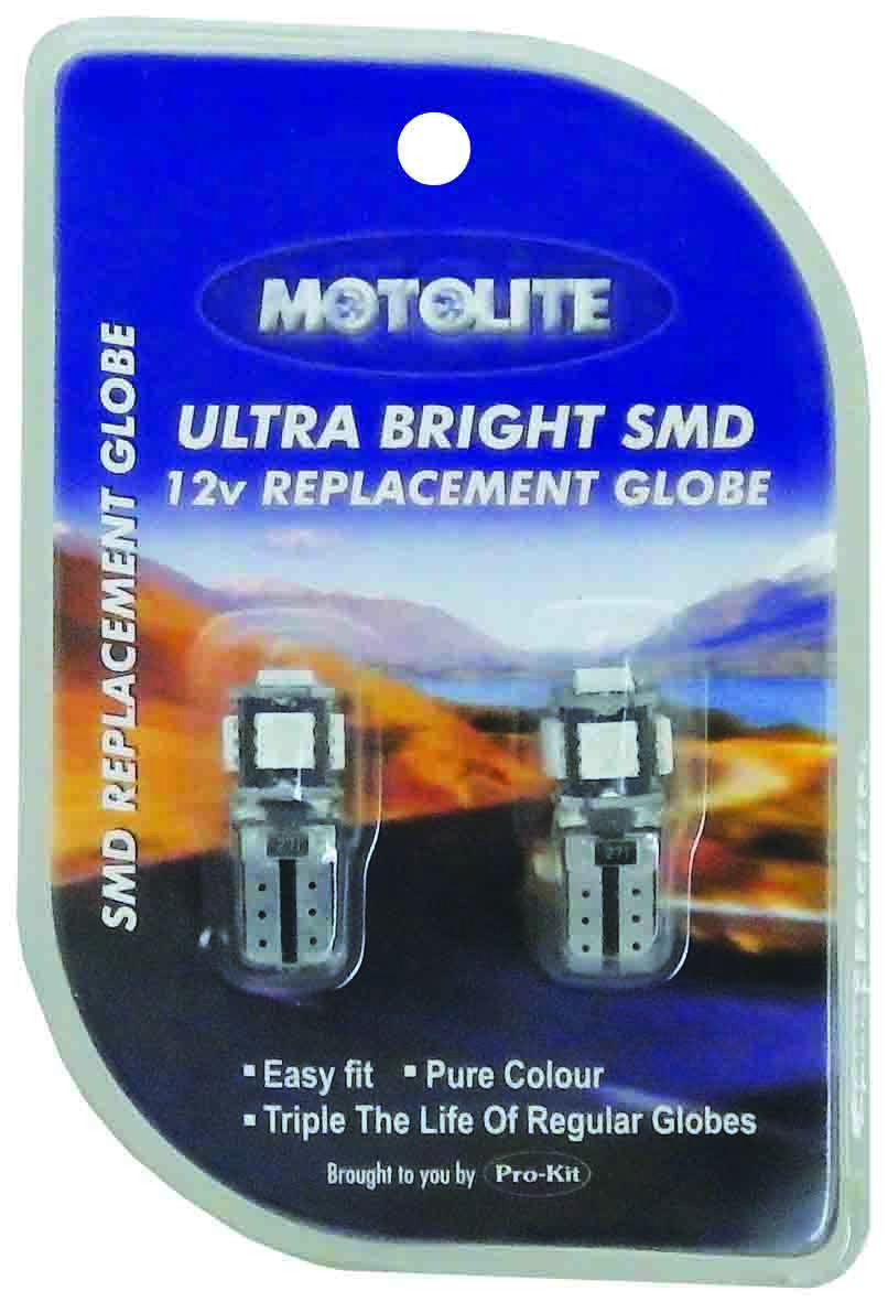 GLOBE – 2pc WIDE SMD T10E 5CHIPS CANBUS WHITE