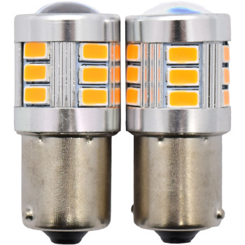 2pc LED Globes S25 BA15S (382/1156) Amber