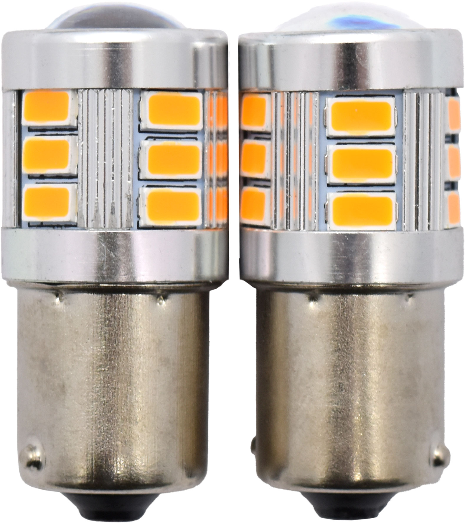 2pc LED Globes S25 BA15S (382/1156) Amber