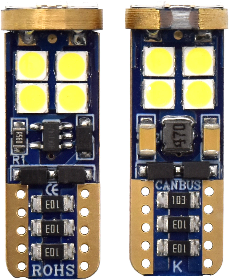 2pc LED Globes T10 W2.1 x 9.5D (501) White