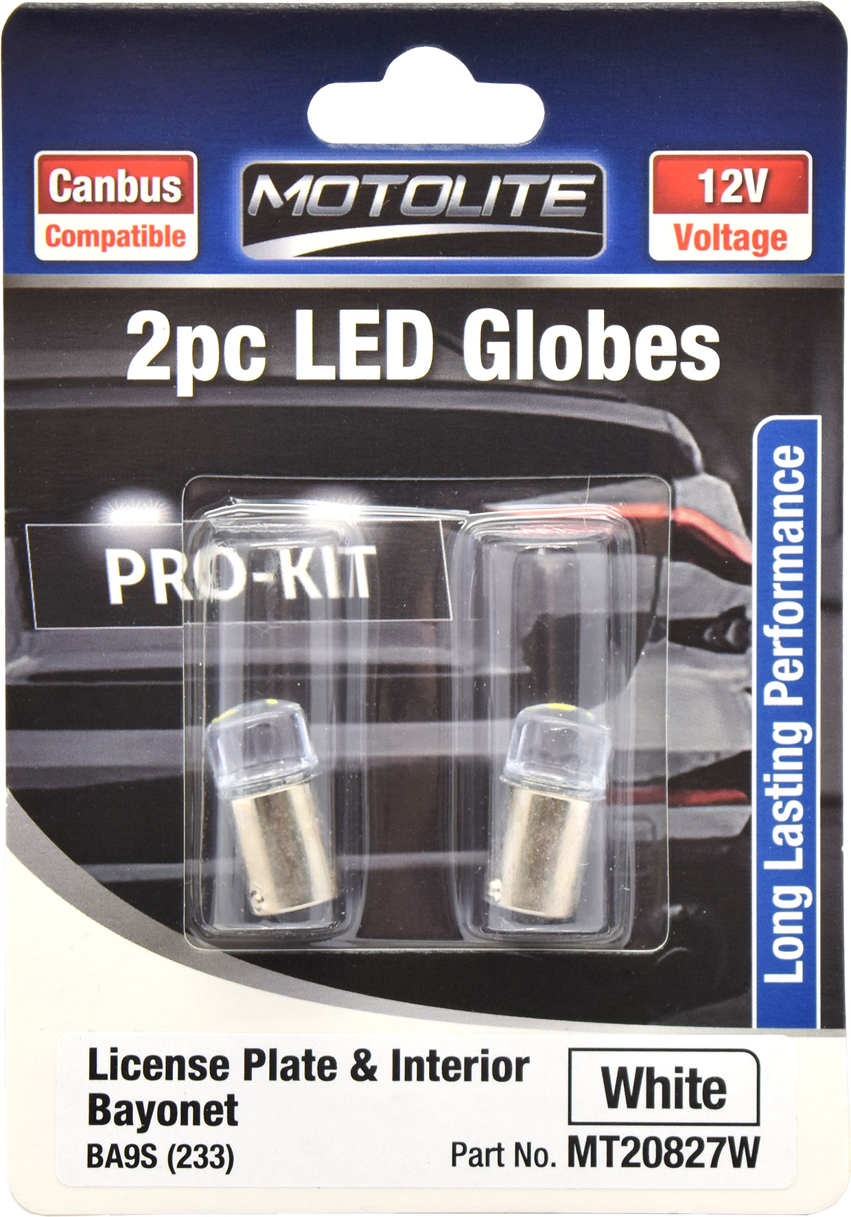 2pc LED Globes BA9S (233) White