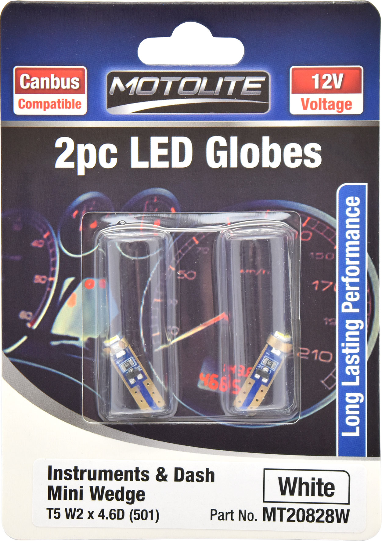2pc LED Globes T5 W2 x 4.6D (501) White