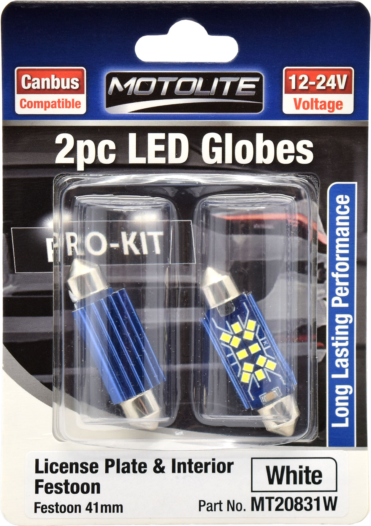 2pc LED Globes Festoon 41mm White