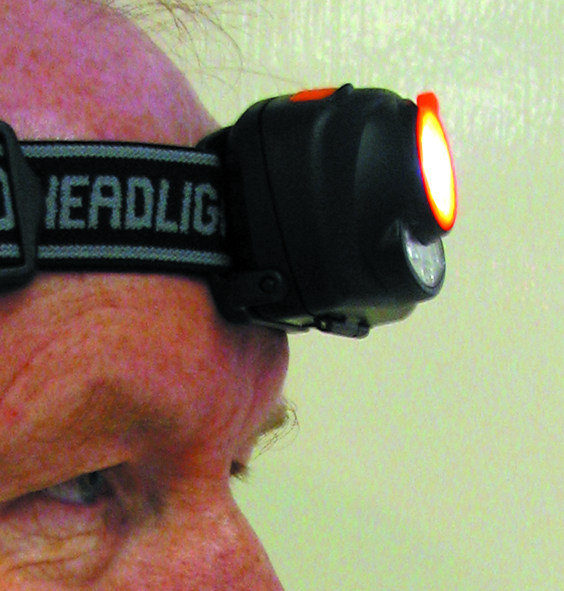 TORCH – HEAD LAMP 1LED WITH AUTO ON/OFF, 2LED WARNING LIGHTS