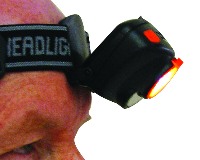 TORCH – HEAD LAMP 1LED WITH AUTO ON/OFF, 2LED WARNING LIGHTS