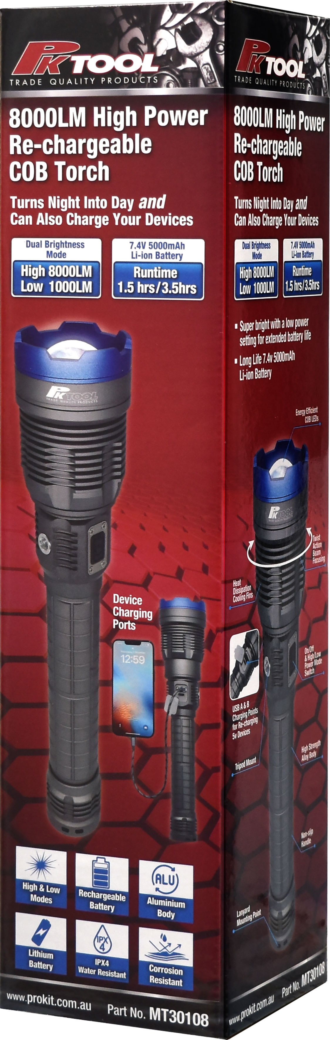 8000LM Re-chargeable High Power COB Torch