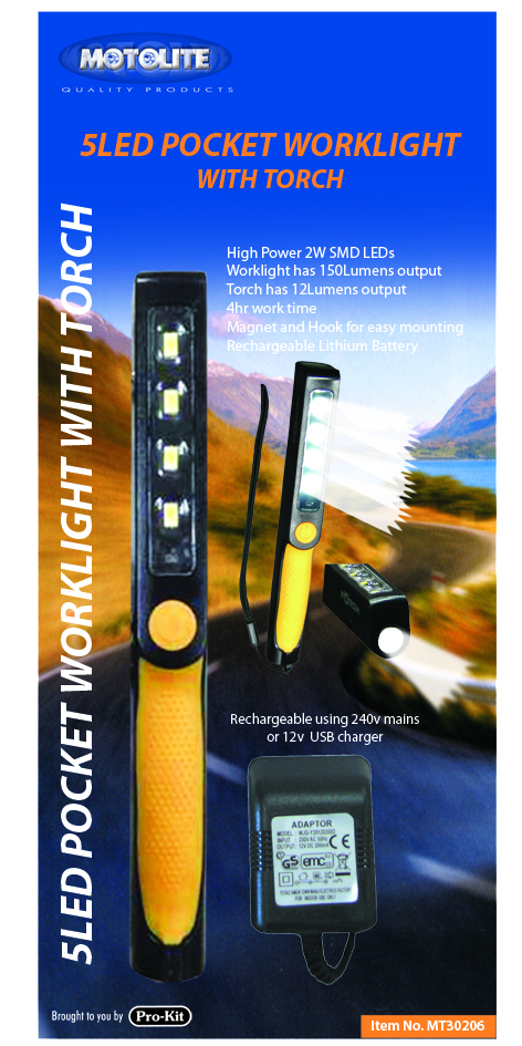 175mm 2W SMD & LED RECHARGEABLE WORKLIGHT PEN STYLE