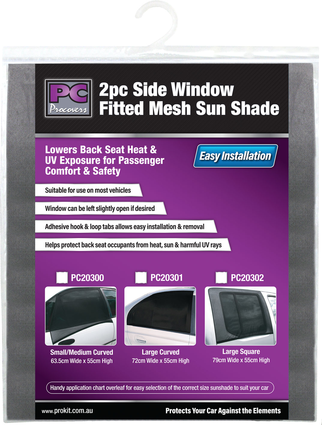 2pc Small / Medium Side Window Fitted Mesh Sun Shade