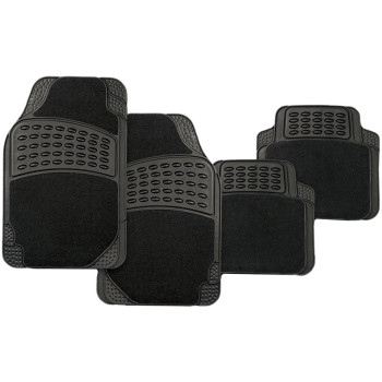 4pc Black Carpet/Rubber Mat Set