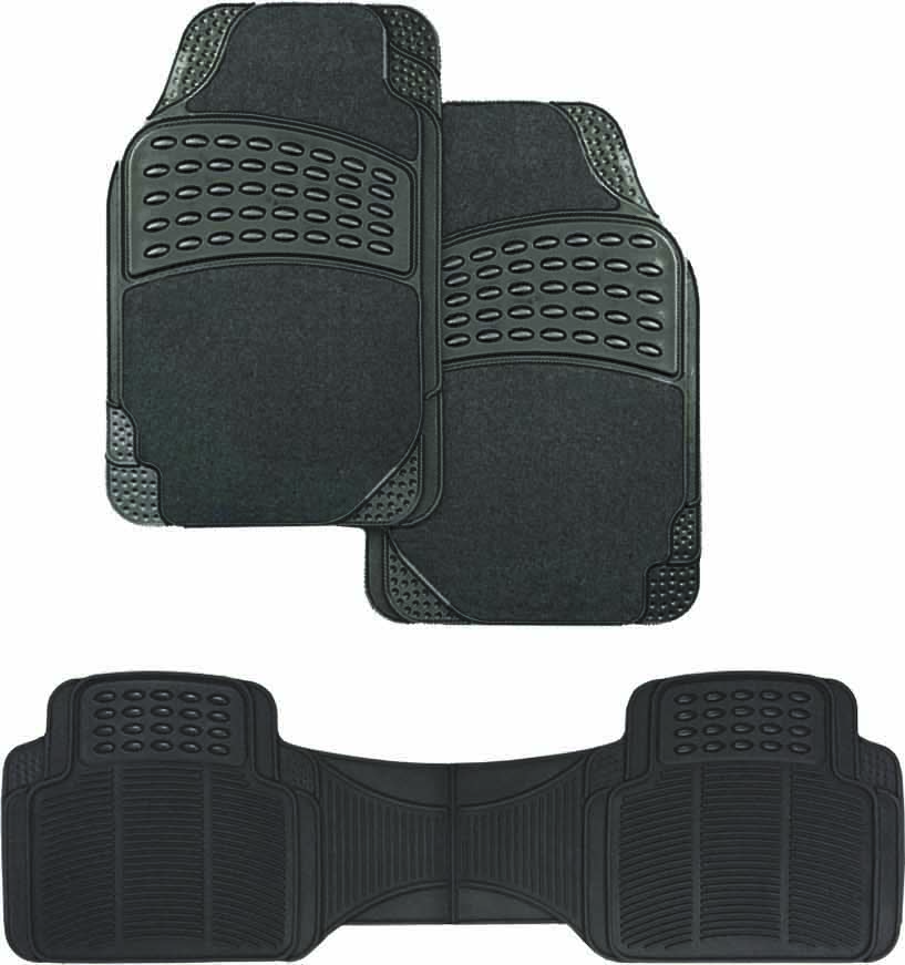 3pc GREY CARPET/RUBBER MAT SET