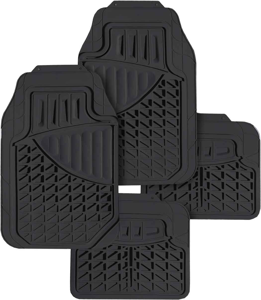 4pc BLACK RUBBER MAT SET